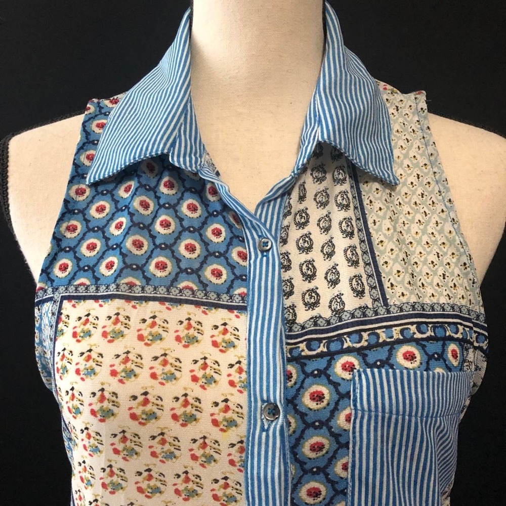 amang NY sleeveless “ patchwork “ top. M - Picture 7 of 13